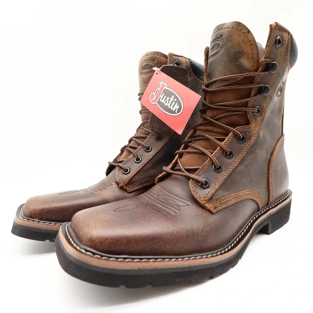 Justin Modern SE681 Work Boots Mens 12 D Brown Leather New With Tags